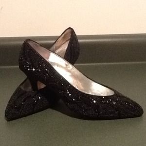 Black Beaded Evening Shoes