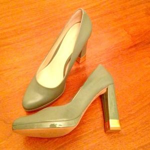 Green Leather Pumps