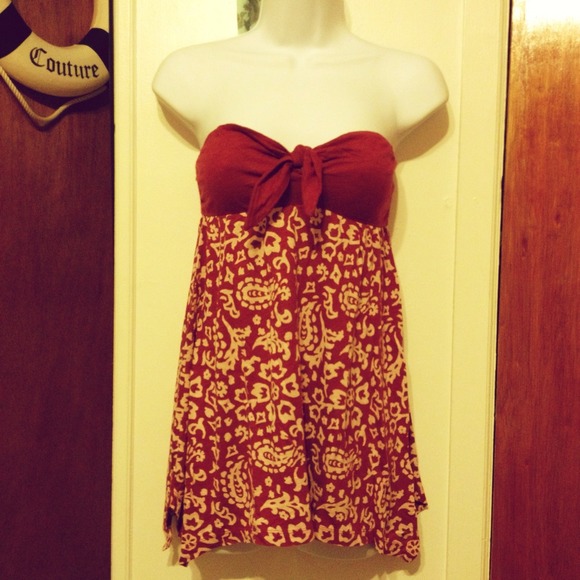 Maroon Paisley Print Tube Top