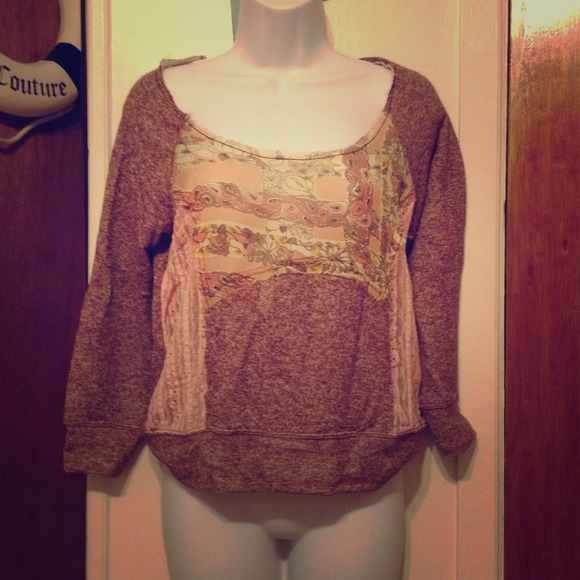 3/4 Sleeve Paisley Print Sweater