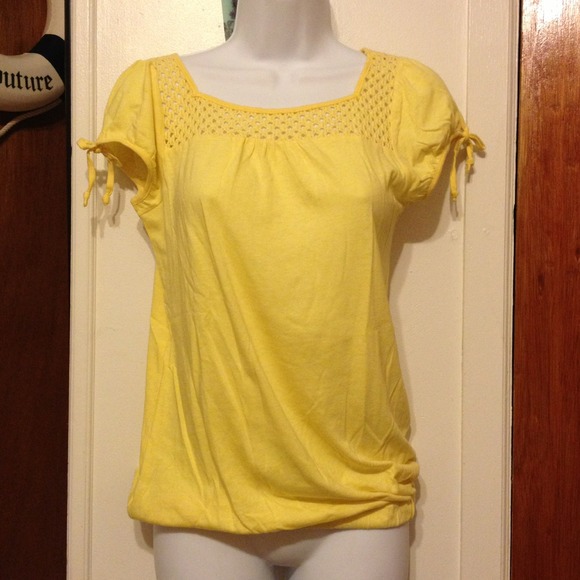 Yellow crochet tee