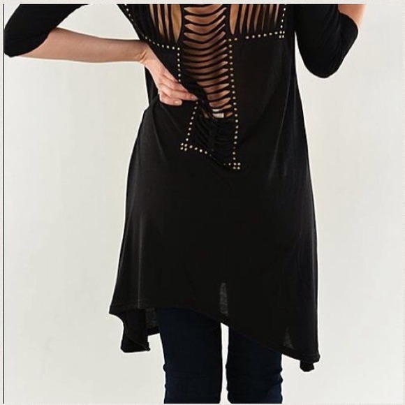 Cold Shoulder Black Cross Tunic // Dress ~ NWT - Picture 3 of 4