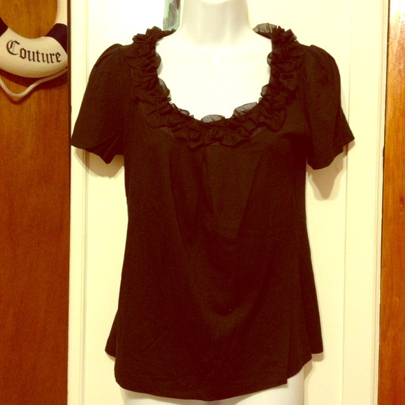Simple black tee with neck embellishment