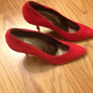 Red suede pumps. Gently used but still beautiful!