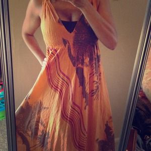 ⚡️SALE⚡️Orange and brown floral dress