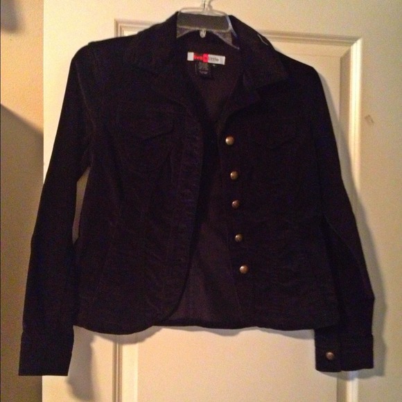 Black cord fitted blazer - Picture 1 of 3