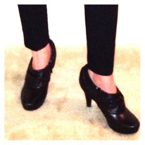 Black leather ankle boots