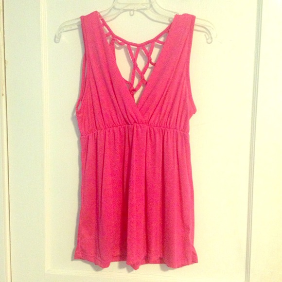 Threads Pink Woven Back Tank Top