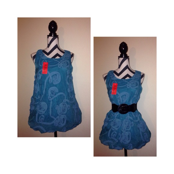 Teal Floral Bubble Dress / Shirt