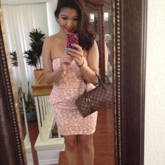 Peach Peplum Floral Dress