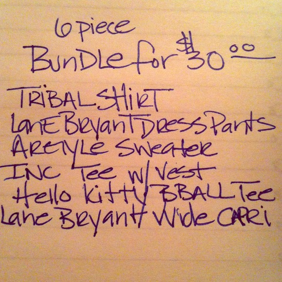 6 piece bundle for $30