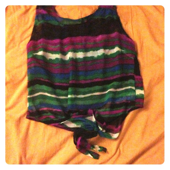 Keyhole semi sheer watercolor fresh paint tie tank