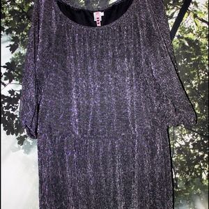 Sold!! PLUS SIZE - Silver Lurex Empire Waist Dress