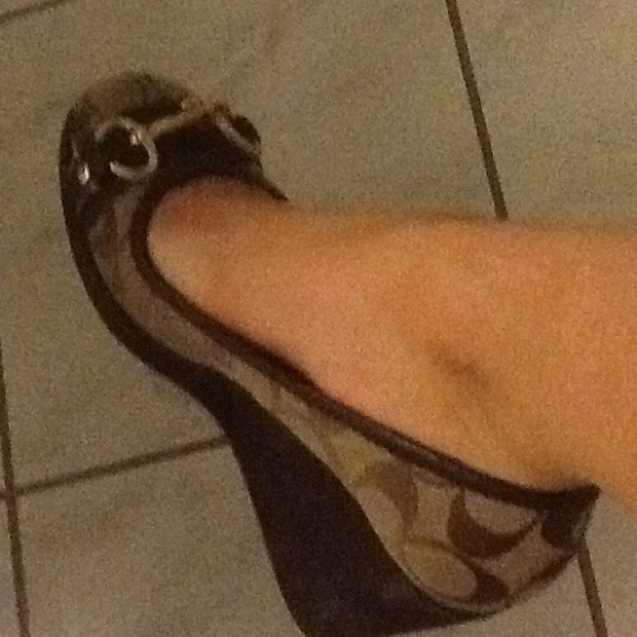 Brown went gold buckle coach wedges authentic - Picture 3 of 4