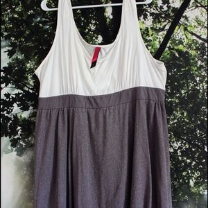 PLUS SIZE - Cream & Lavender Lurex Dress