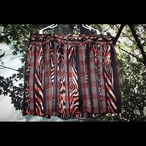 SOLD!! PLUS SIZE - Black Tribal Print Sateen Skirt