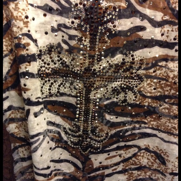 ITEM#281 brown and white blouse - Picture 3 of 4