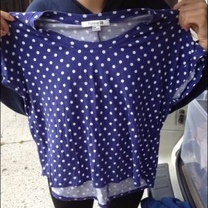Blue and white polka dot shirt