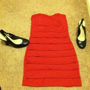 Sweet heat style red size small tube top dress