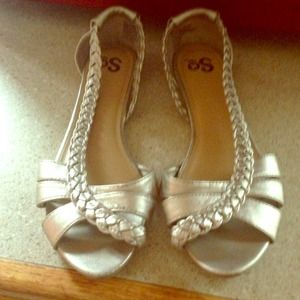 Silver braided sandals
