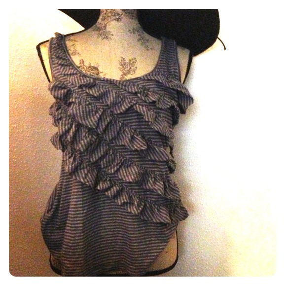 Banana Republic striped ruffle top