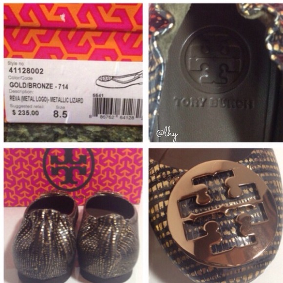 ❌SOLD❌Tory Burch Reva Flats - Metallic Lizard - Picture 2 of 4