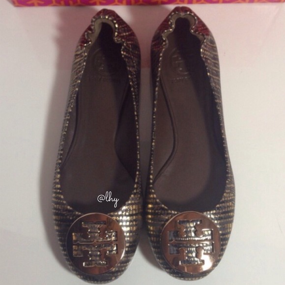 ❌SOLD❌Tory Burch Reva Flats - Metallic Lizard - Picture 4 of 4