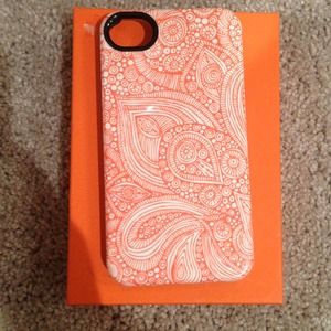 Orange and white paisley iPhone 4/4s phone case.
