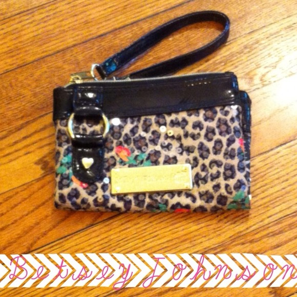 Betsey Johnson Rosebud + Leopard Wristlet