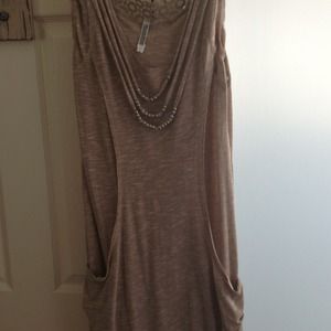 Heather brown brand new casual necklace dress.