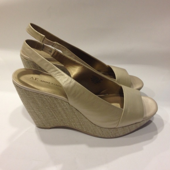Anne Klein cream sparkly wedges