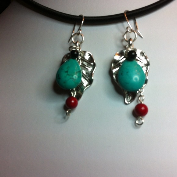 #10.  Bundled Silk cord necklace & earrings. - Picture 2 of 4