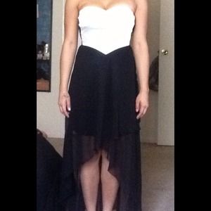 Black and white high low dress