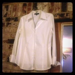 Fitted White Button Up Shirt with French Cuffs