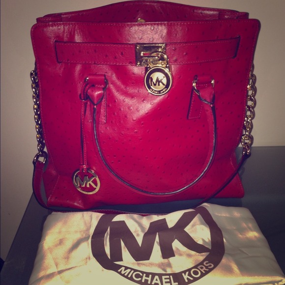 Juicy bracelet and MK red ostrich Hamilton Bag
