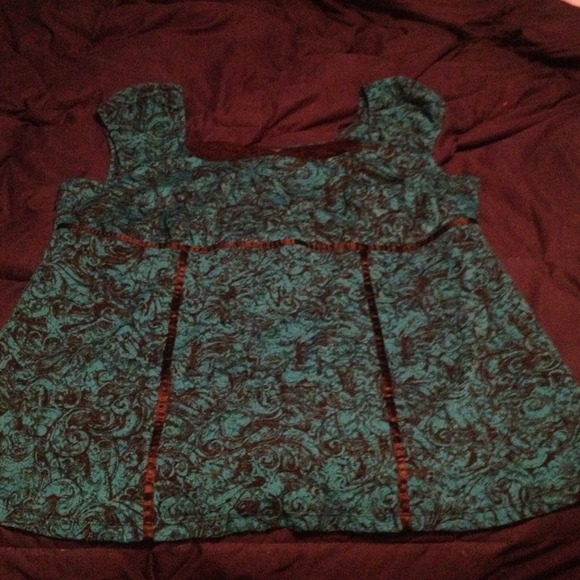 Teal and black lace top