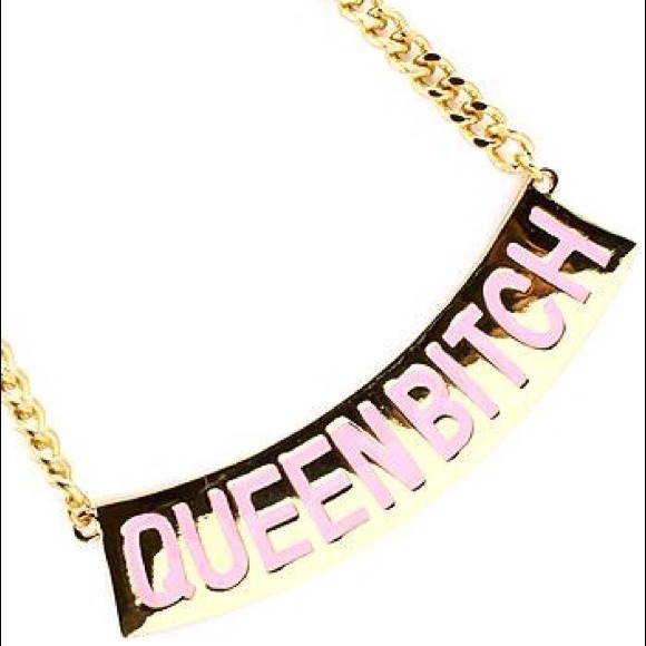 Queen Bitch Gold & Pink Necklace