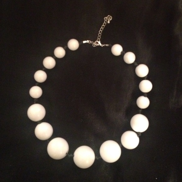 White Ball Statement Necklace