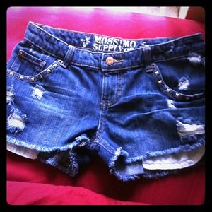 Denim distressed ripped cut off shorts