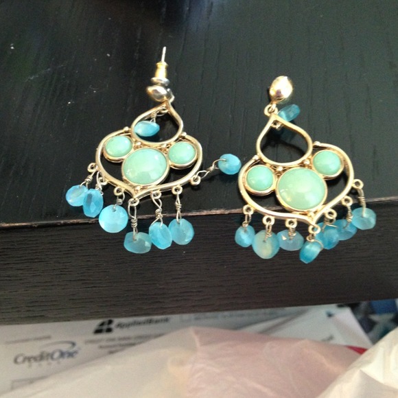 Blue and green earrings