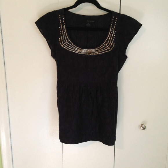 Calvin Klein navy embellished top. - Picture 2 of 4