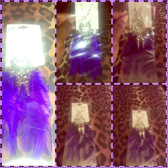 Purple dream catcher style earrings