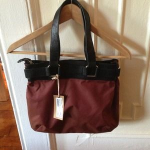 Brooklyn Industries Black and Burgundy Tote