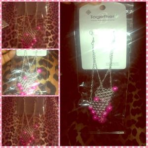 Cute pink and silver drop earrings