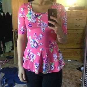 Pink floral shirt
