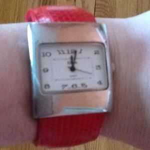 Red pleather watch
