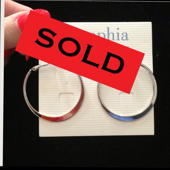SOLD** Lia Sophia roundel silver hoop earrings