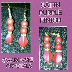 NEW- Swarovski Crystal Satin Purple Earrings
