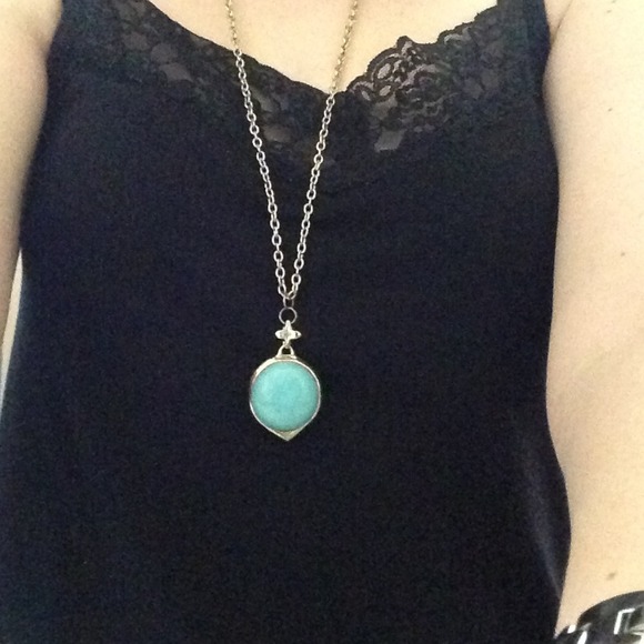 Forever 21 gold necklace with turquoise bauble