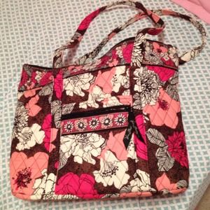 Vera Bradley top zip tote in Mocha Rouge